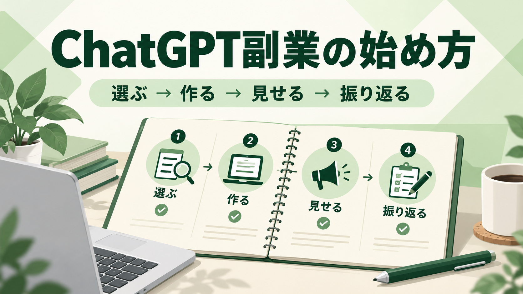 ChatGPT副業を選ぶ、作る、見せる、振り返る4段階のロードマップ