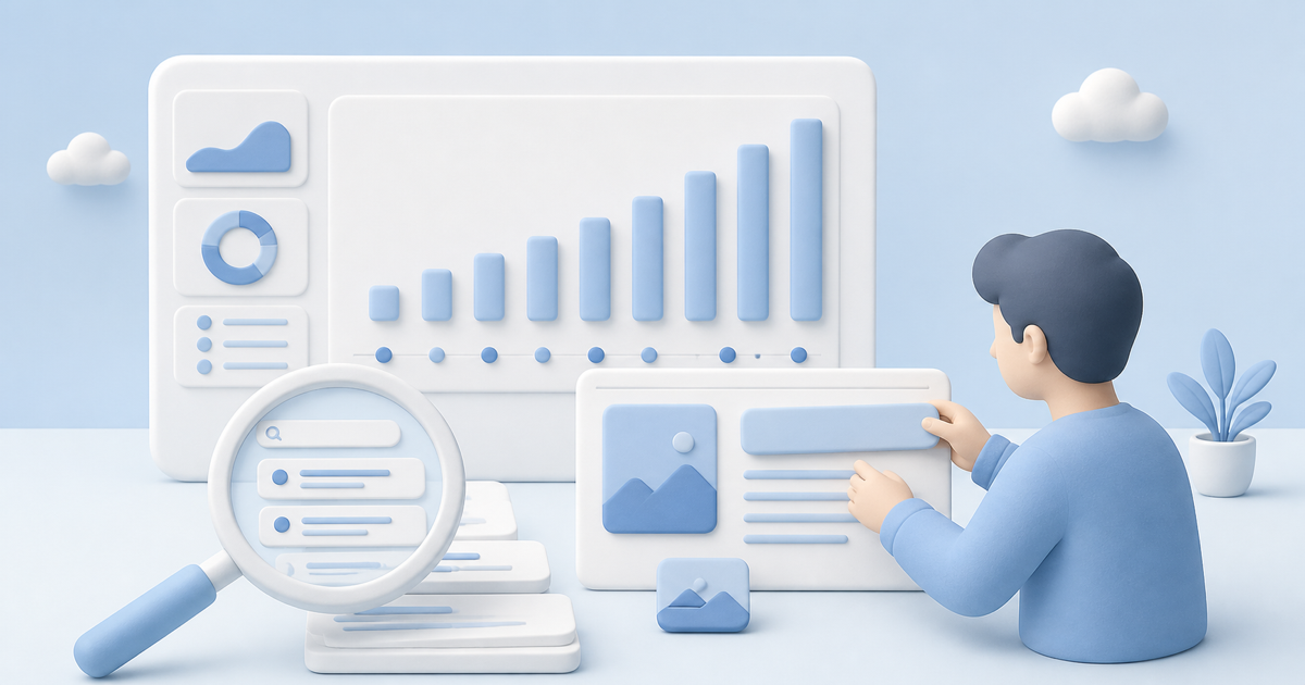Search Consoleの表示回数とクリック数を分析するイメージ
